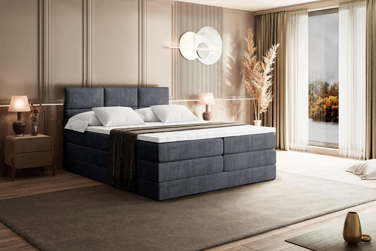BOXSPRINGBETT MIAMI KING - 160x200 - H3/H4 - Dunkelgrau - Dunkelgrau, Holzwerkstoff (160/200cm) - ALTDECOR