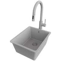 UNTERBAUSPÜLE GRANIT Venedig Easy, 2-er set Grau 36/44 cm 1 Becken + Küchenarmatur 40/20 cm + Ablauf-Set ab 40er Unterschrank - Grau, Kunststoff (36/20/44cm) - Primagran