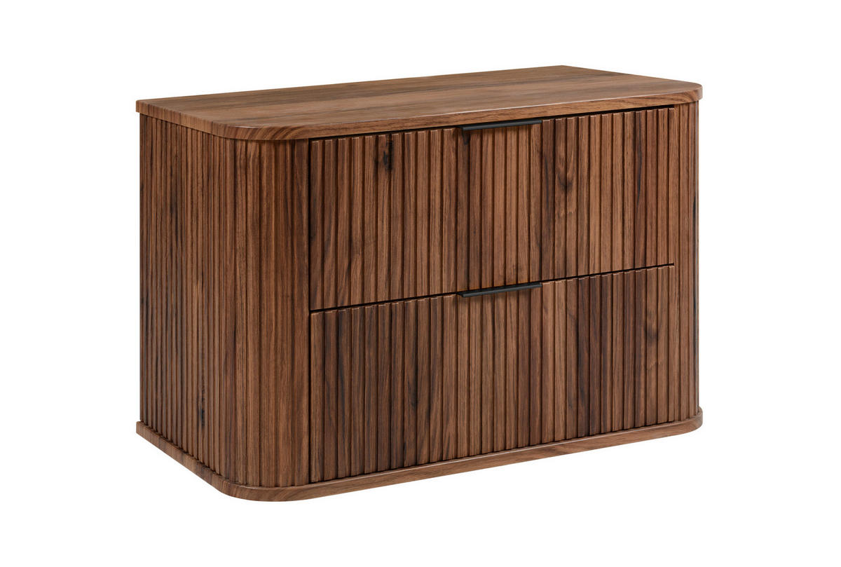 BADEZIMMERSCHRANK, Eiche-Nussbaum, Schwarze Griffe, 41,5 x 80 x 51,7 cm - Dunkelbraun/Schwarz, Holzwerkstoff/Kunststoff (80.4/51.7/41.5cm) - 3XE LIVING