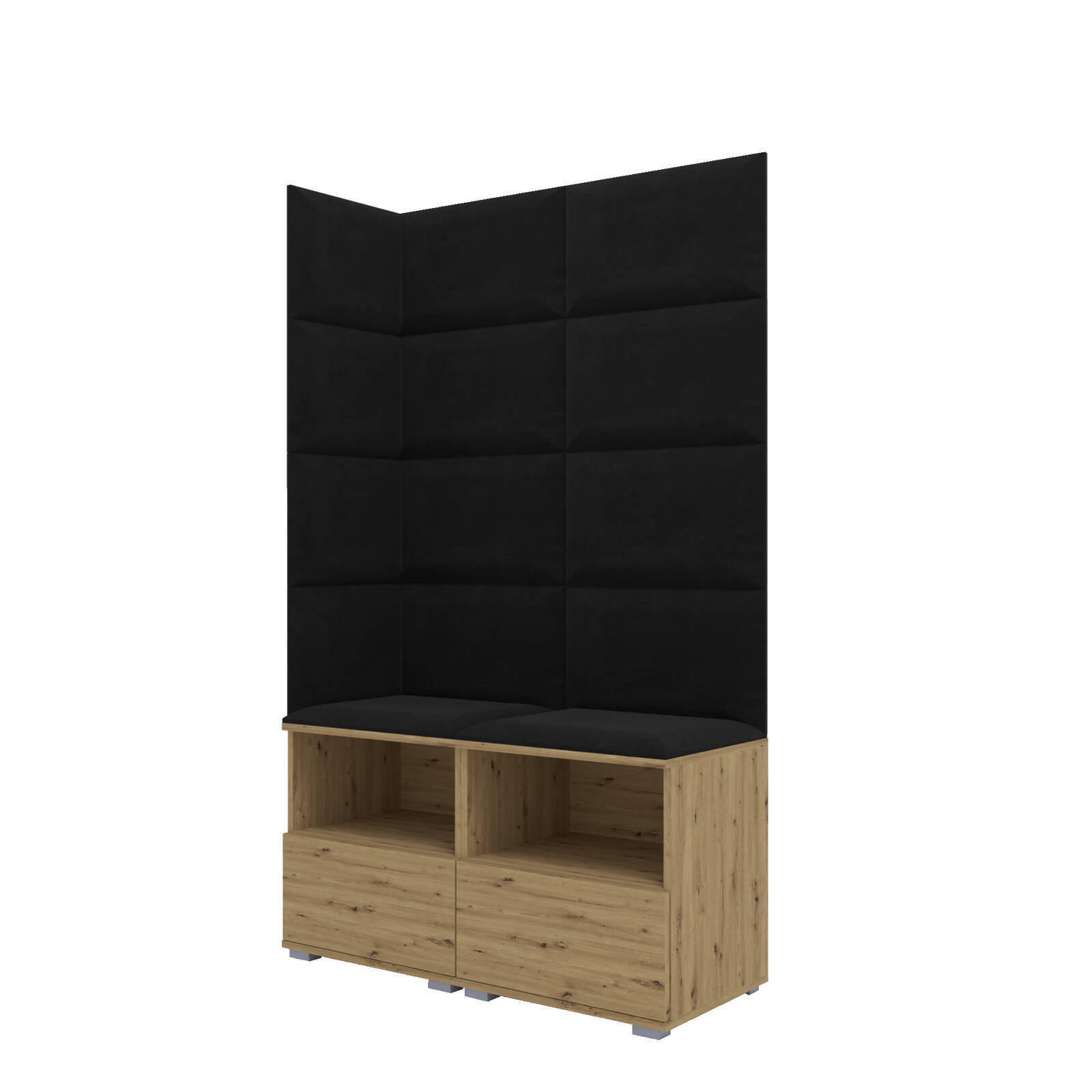 XXXLutz Garderoben-Set Eiche Artisan, Schwarz 100x174x40 cm