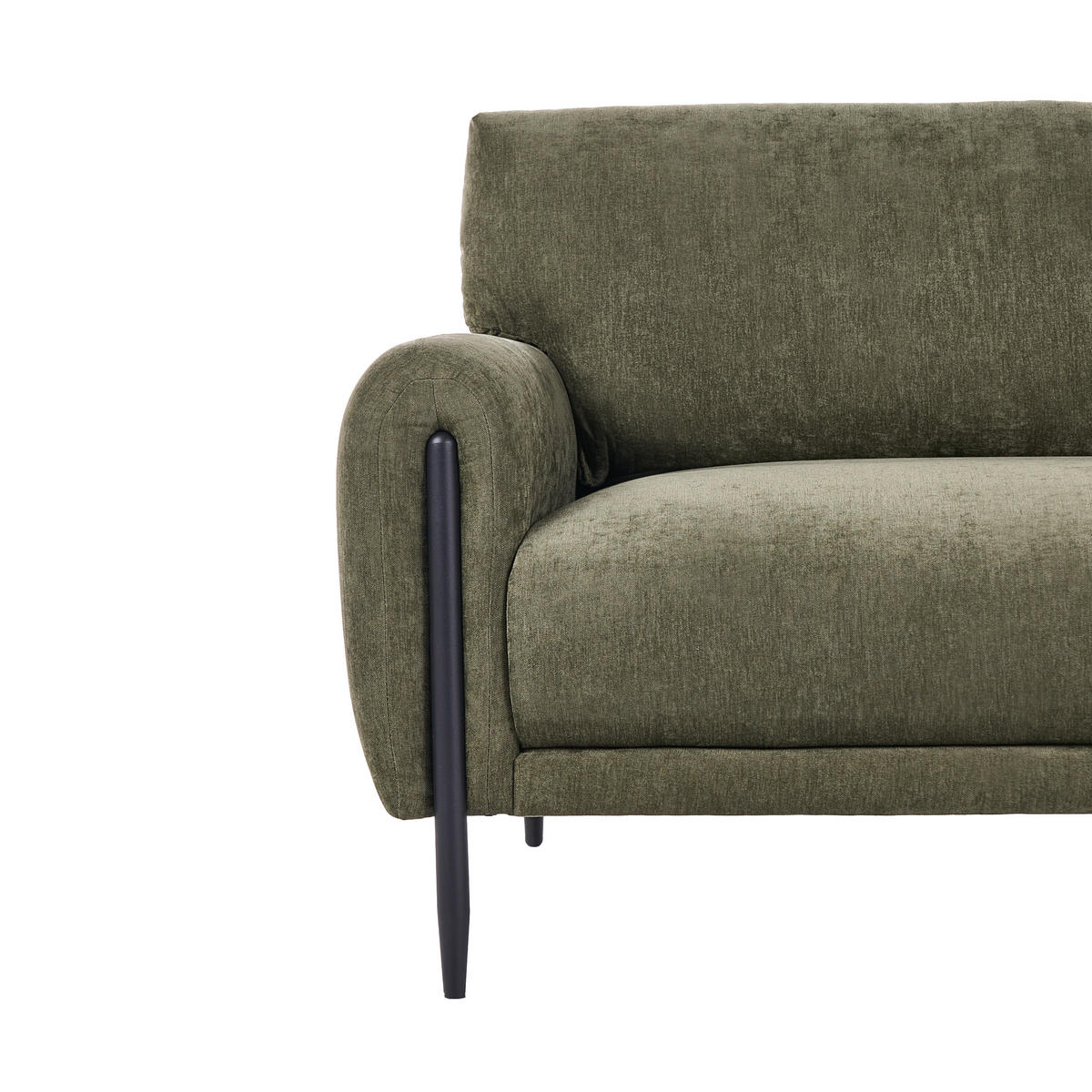 3-SITZER-SOFA Chenillegewebe Grün Skaro - Schwarz/Grün, Textil (214/87/89cm) - Beliani