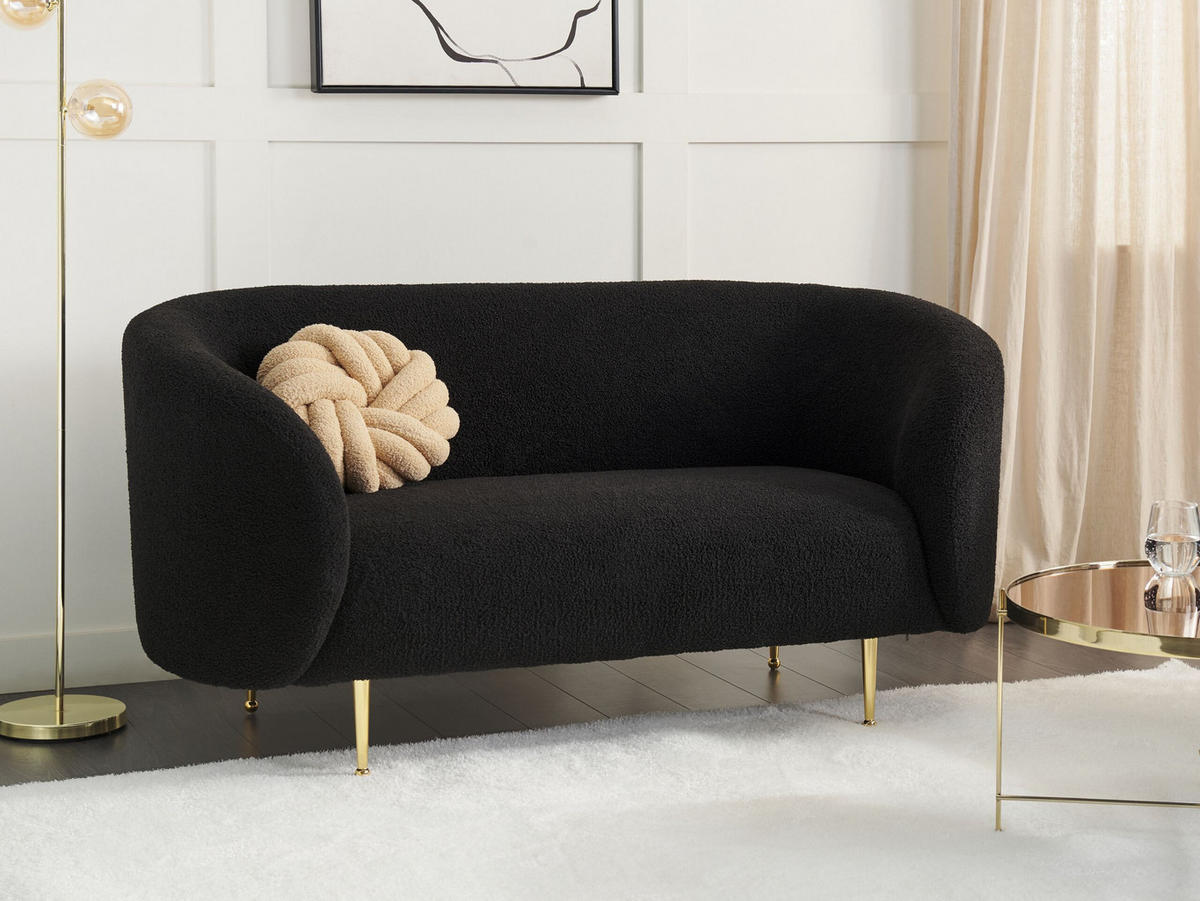 2-SITZER-SOFA Polyester Schwarz Loen - Schwarz, Textil (155/79/70cm) - Beliani