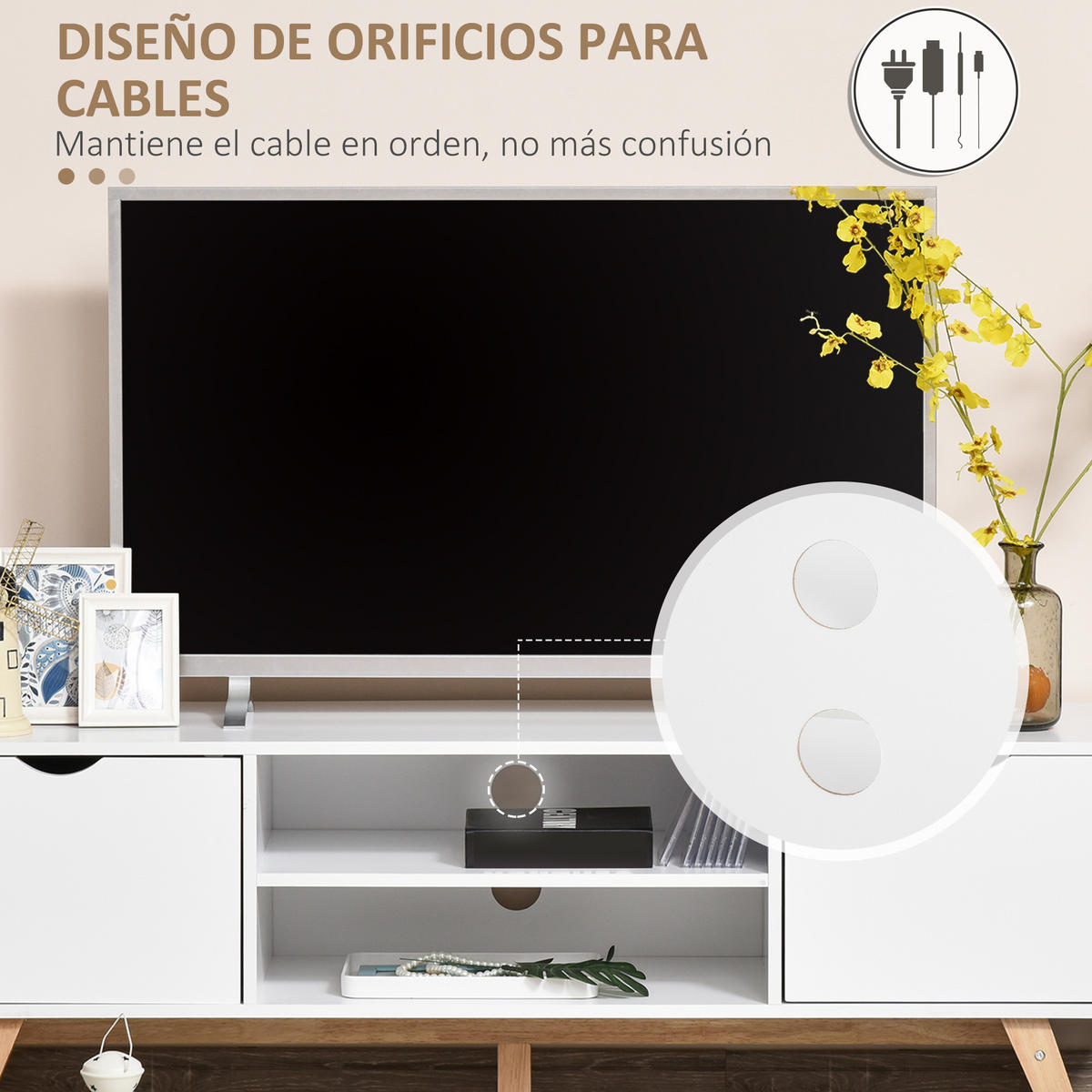 TV-MÖBEL Weiß 1 Stück - Weiß, Holzwerkstoff (150/50/39cm) - GiPP
