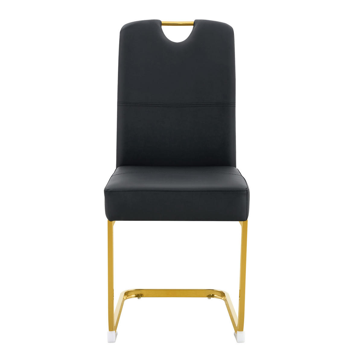 STUHL 2er-Set ergonomische Rückenlehne PU Black - Schwarz, Metall (43/97/56cm) - Meubliv