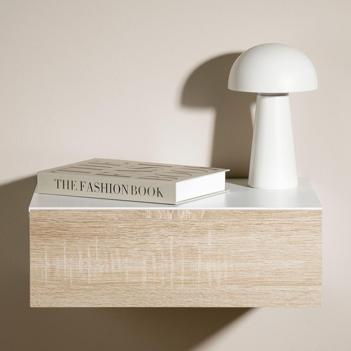 HÄNGENDER NACHTTISCH ANNE - Weiß/Sonoma Eiche, Holzwerkstoff (42/14/30cm) - CARO-Möbel