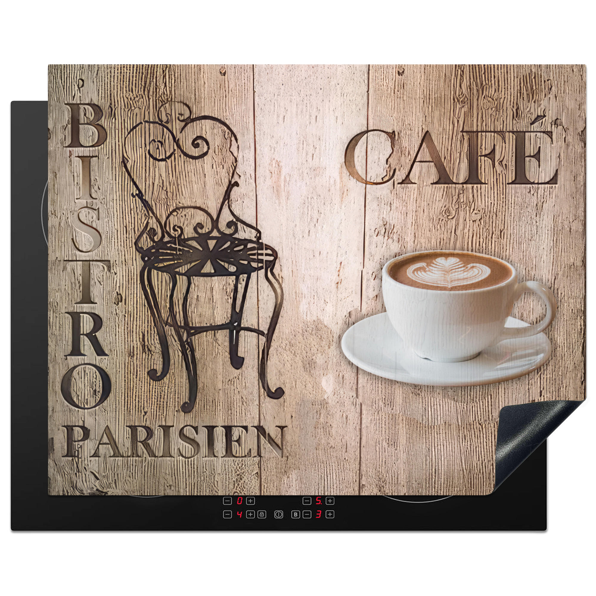 MuchoWow KRYT NA INDUKČNÍ DESKU Bistro Parisien - Kavárna - Káva - Vintage 65x52 cm