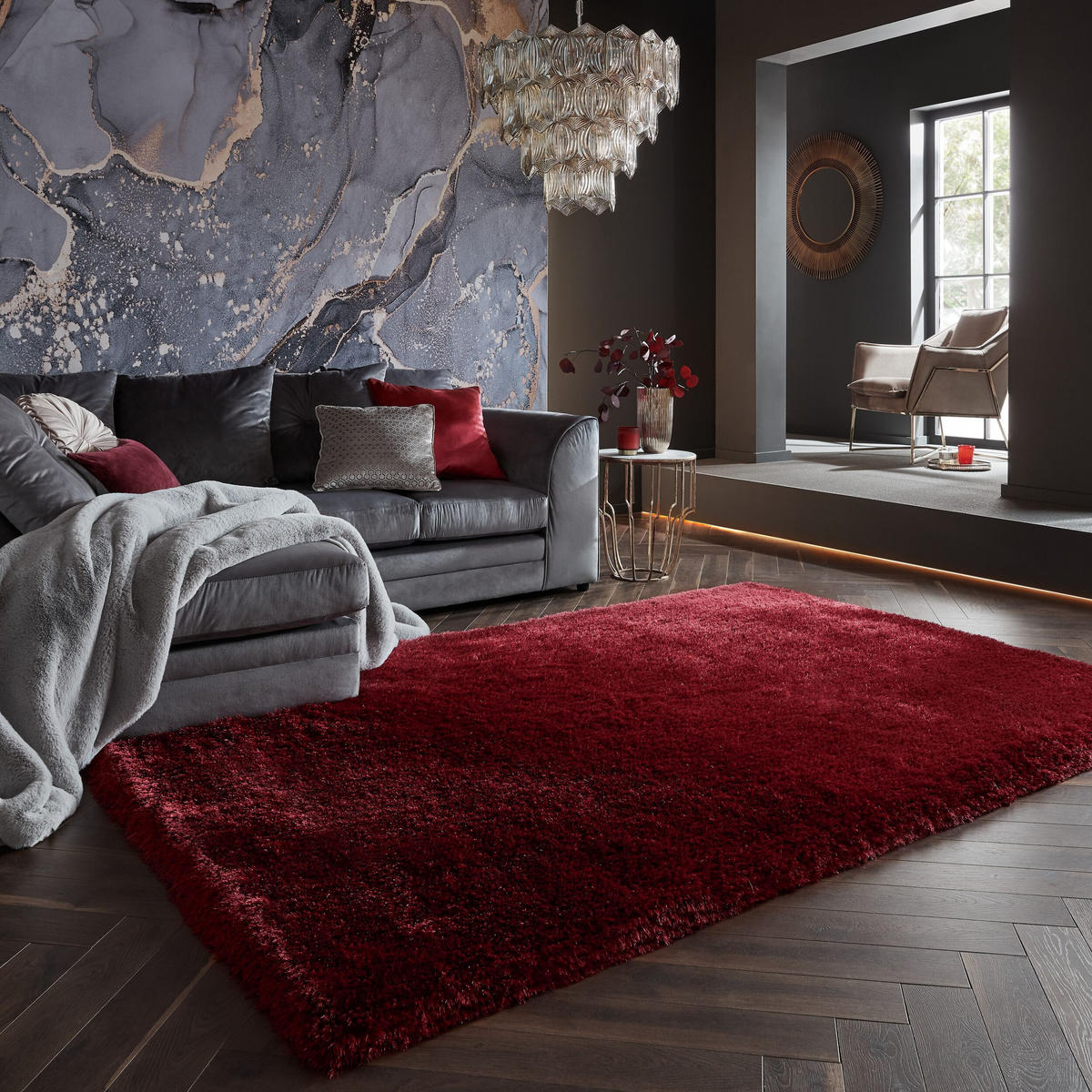 TEPPICH Hochflor Modern-Design, superweich ORWELL, Rot 200x290 cm - Rot, Textil (200/290cm) - KADIMA DESIGN