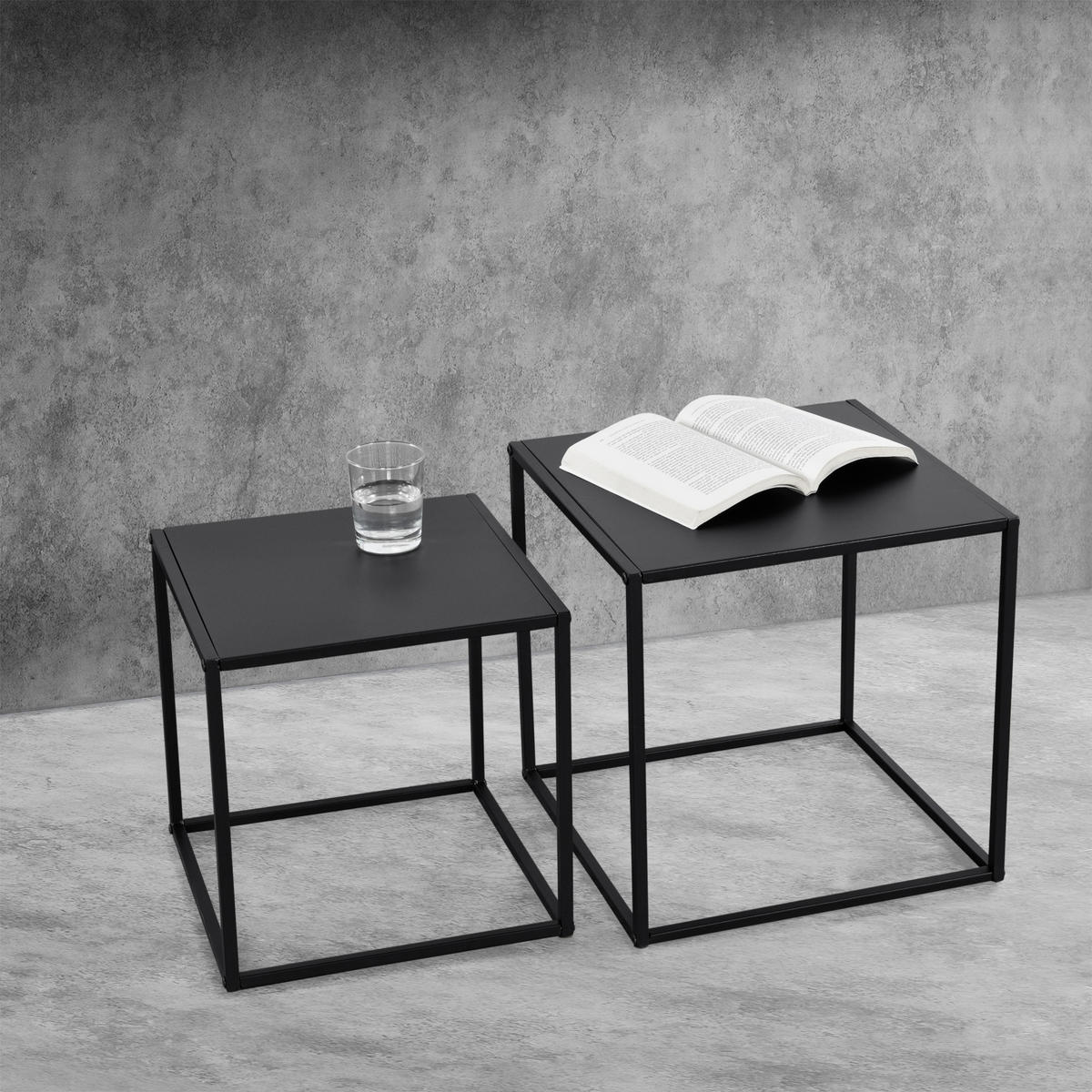 BEISTELLTISCH Morsum im 2er Set - Schwarz, Metall (40/40/40cm) - [en.casa]