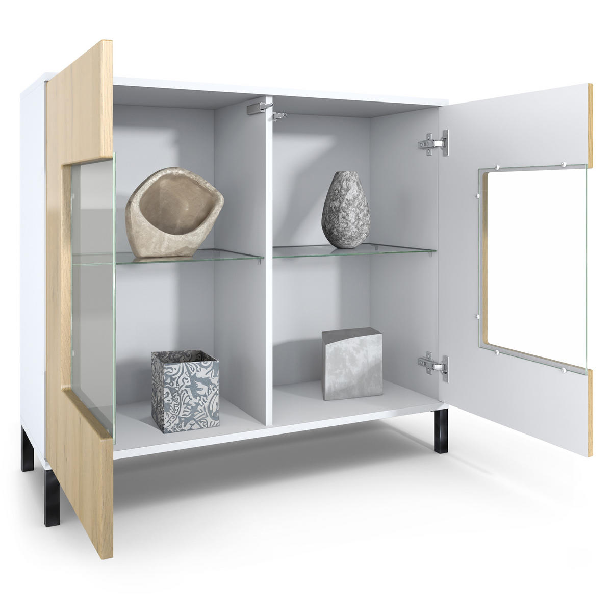 KOMMODE Grömitz Sandgrau Hochglanz - Sandfarben, Holzwerkstoff (92.5/83.5/35cm) - Vladon