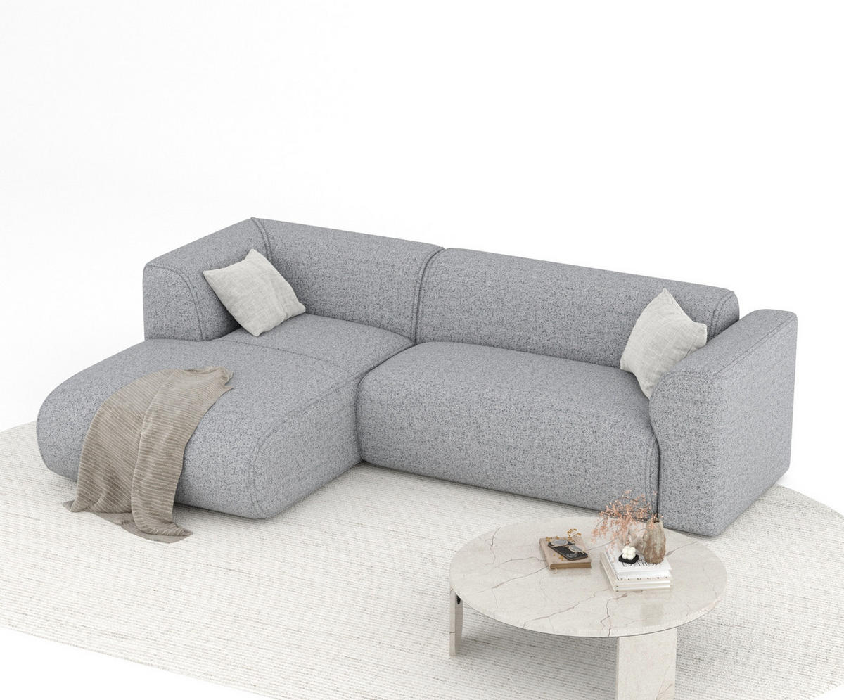 ECKSOFA Melani Grau Webstoff - Schwarz/Grau, Holz/Holzwerkstoff (253/153cm) - Maison de Reve
