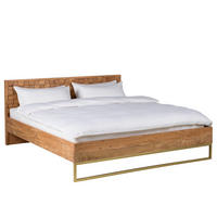 MASSIVHOLZBETT - Akazie massiv / Eisen - Goldfarben/Akaziefarben, Holz/Metall (180/200cm) - home24