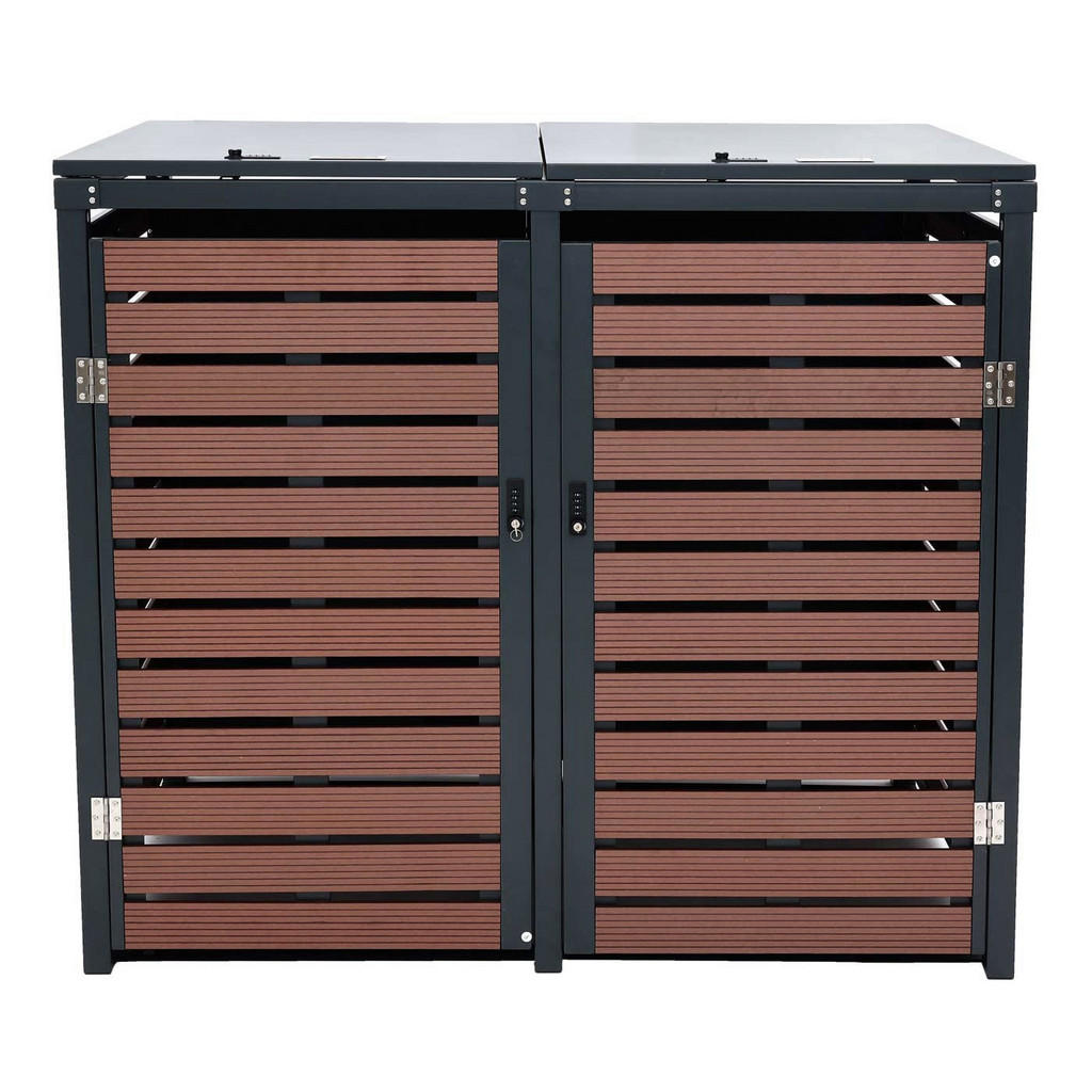 Thumbnail - Proregal Mülltonnenbox, Braun, Metall, 140x119x102 cm, Aufbewahrung & Schutzhüllen