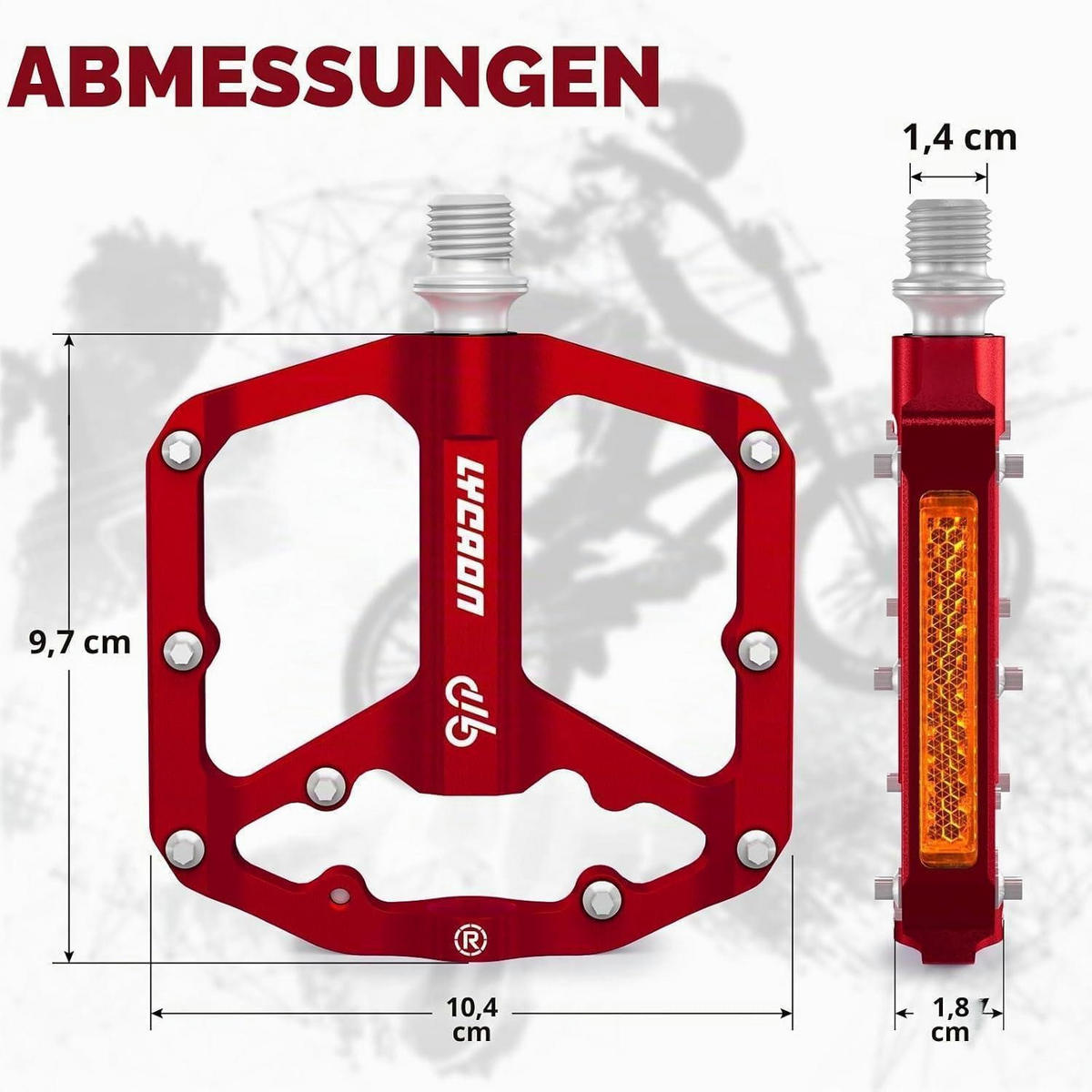 FAHRRADPEDALE Aluminium Rot 9/16 Zoll - Rot, Metall (9.7/1.8/10.4cm)