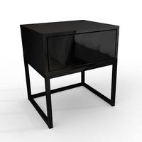 NACHTTISCH BLANCO LOFT Schwarz Hochglanz auf schwarzem Gestell - Schwarz Hochglanz, Holzwerkstoff (45/53/37cm) - Lookway