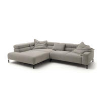 ECKSOFA DELIA Steingrau Cord - Greige/Schwarz, Textil/Metall (312/219cm) - KAWOLA