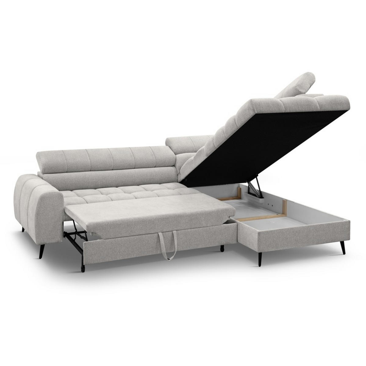 ECKSCHLAFSOFA Vinni Cappuccino, Chenille-Stoff, rechts - Cappuccino, Textil (265/205cm) - Beautysofa
