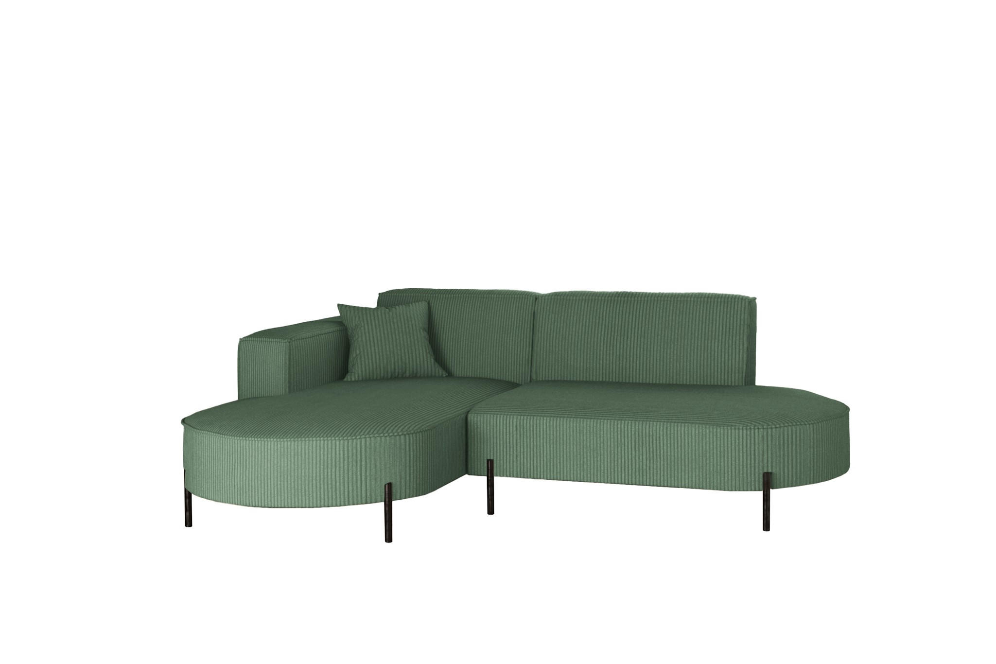 ECKSOFA Valencia Xs - Grün, Holzwerkstoff/Textil (236/165cm) - Fun Möbel