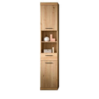 HOCHSCHRANK Eiche Artisan 37 x 191 cm, Badschrank in modernem Design - Schwarz/Eiche Artisan, Holzwerkstoff/Kunststoff (37/191/31cm) - Inn.Furn