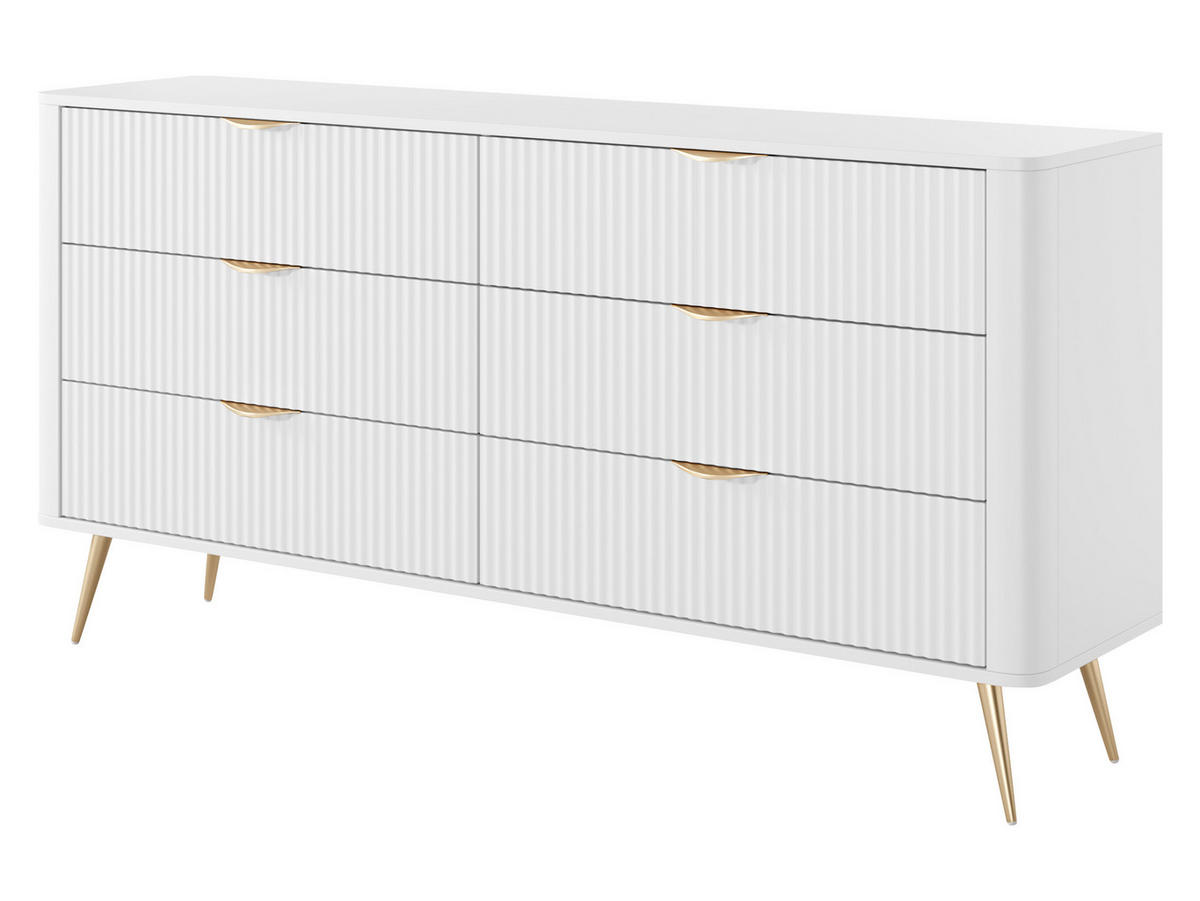 KOMMODE Lante 6S - Goldfarben/Weiß, Holzwerkstoff/Metall (164/82/38cm) - MIRJAN24