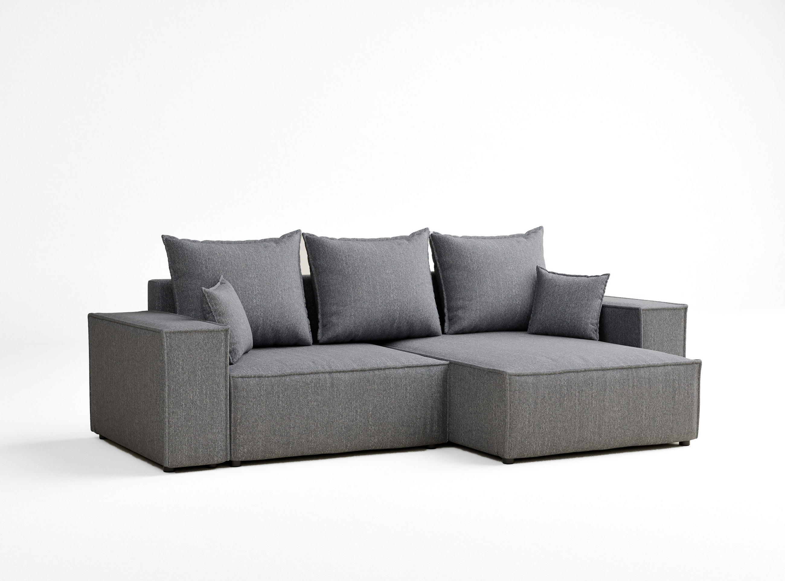 ECKSOFA MIT SCHLAFFUNKTION Moyo Grau Webstoff - Schwarz/Grau, Holz/Holzwerkstoff (255/148cm) - Maison de Reve