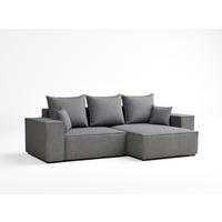 ECKSOFA MIT SCHLAFFUNKTION Moyo Grau Webstoff - Schwarz/Grau, Holz/Holzwerkstoff (255/148cm) - Maison de Reve