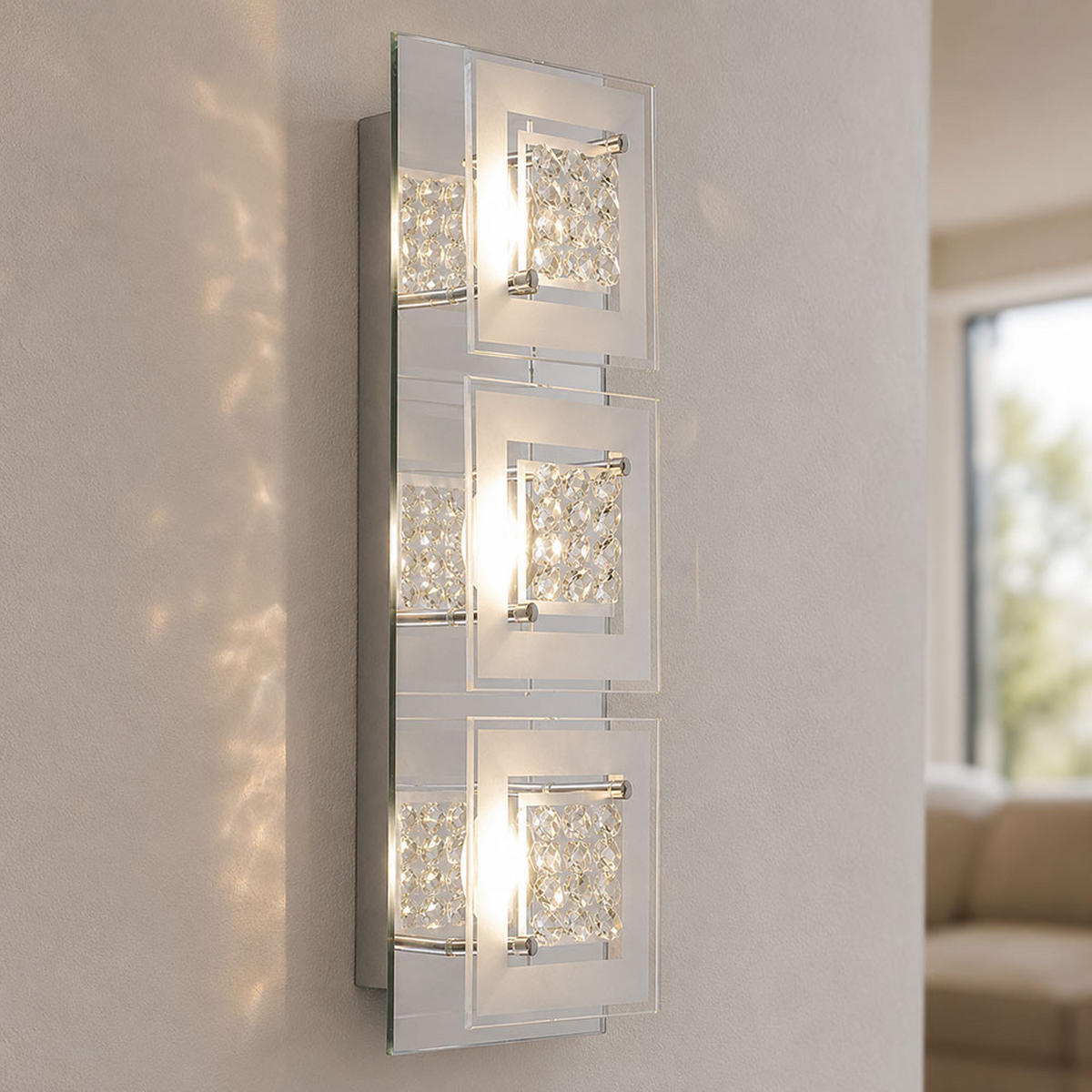 LED DECKENLEUCHTE Miranda Klar Chrom - Silberfarben, Glas (40/14/7cm) - Esto