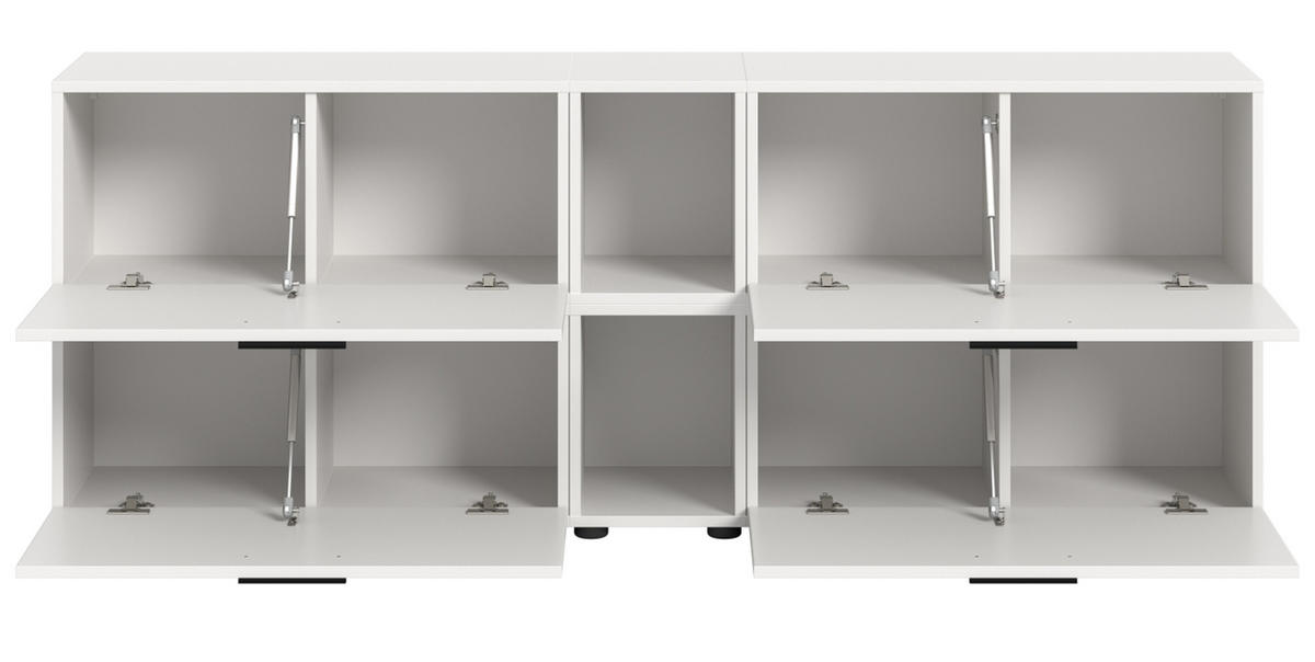 TV-LOWBOARD weiß 176 cm, Fernsehtisch hängend / stehend mit Soft-Close - Schwarz/Weiß, Holzwerkstoff/Kunststoff (176/67/34cm) - Inn.Furn
