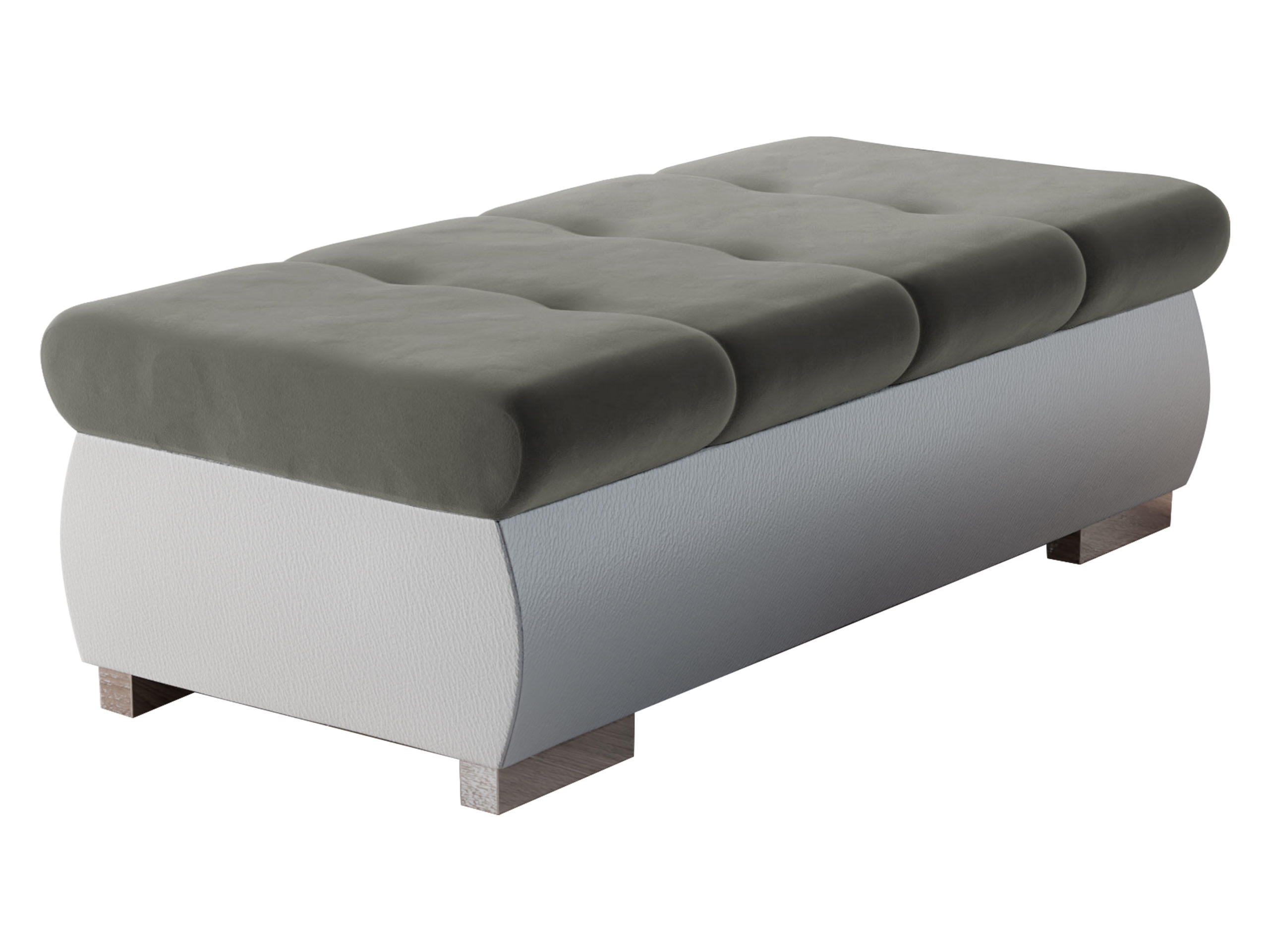 POLSTERHOCKER Orkan Groß - Silberfarben/Weiß, Holz/Textil (120/39/60cm) - MIRJAN24