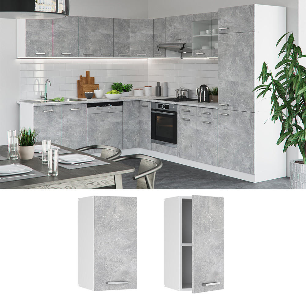 HÄNGESCHRANK R-Line Beton 30 cm - Schieferfarben/Hellgrau, Holzwerkstoff (30/60/31cm) - Vicco