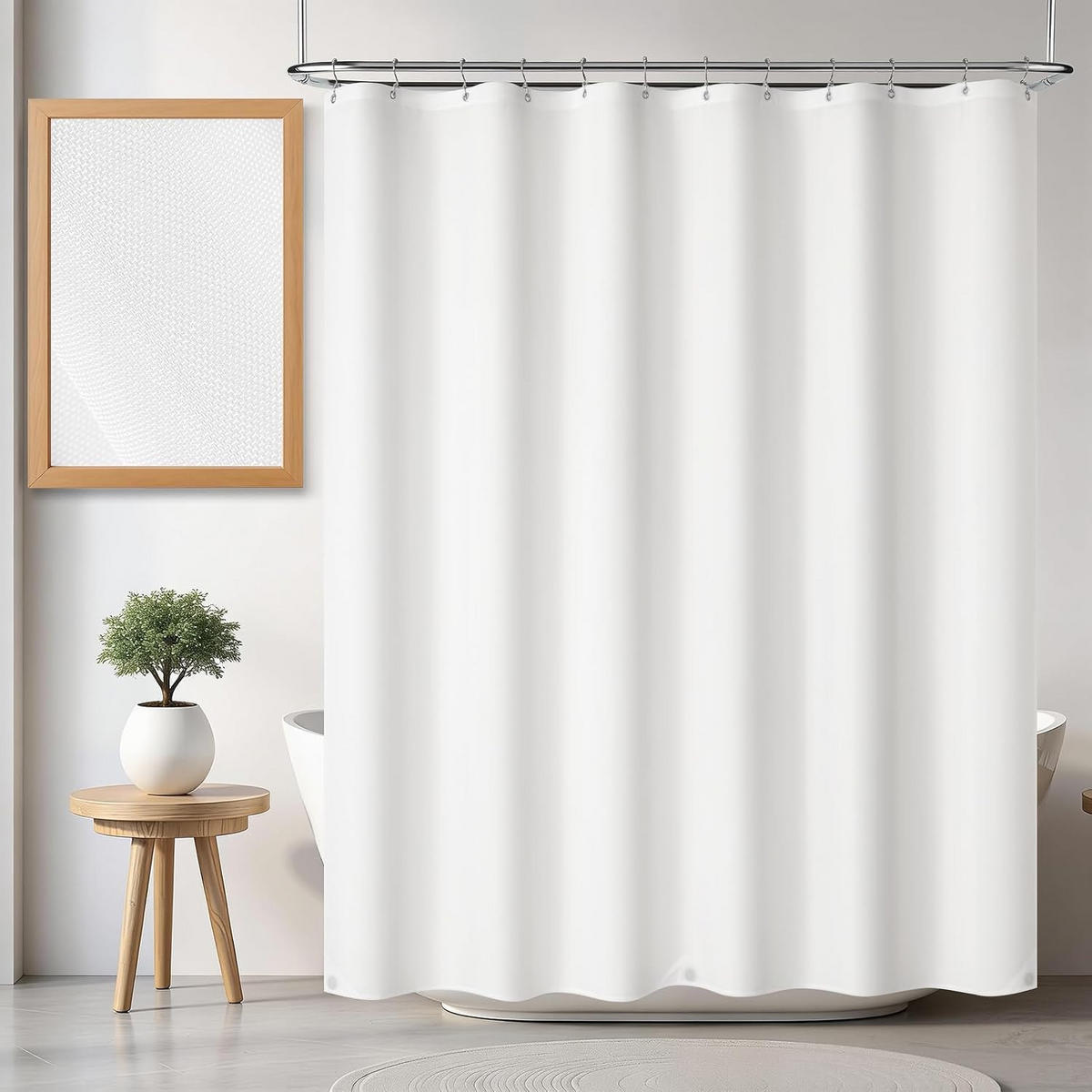 DUSCHVORHANG – Breite 180 x Höhe 180 cm – Weiß – Inklusive Haken - Weiß, Textil (180/180cm)