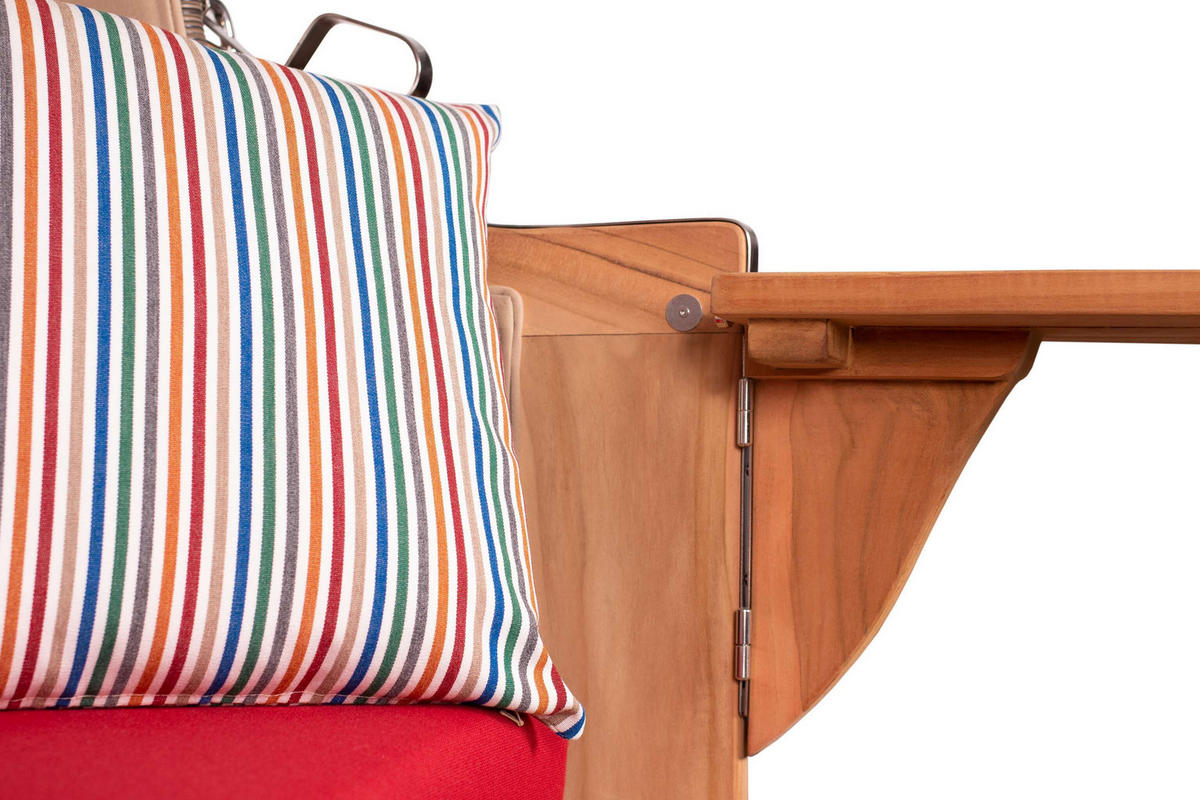 STRANDKORB SEEBLICK 2 Sitzer Teak - Rot/Braun, Metall (125/170/80cm) - Mr. Deko