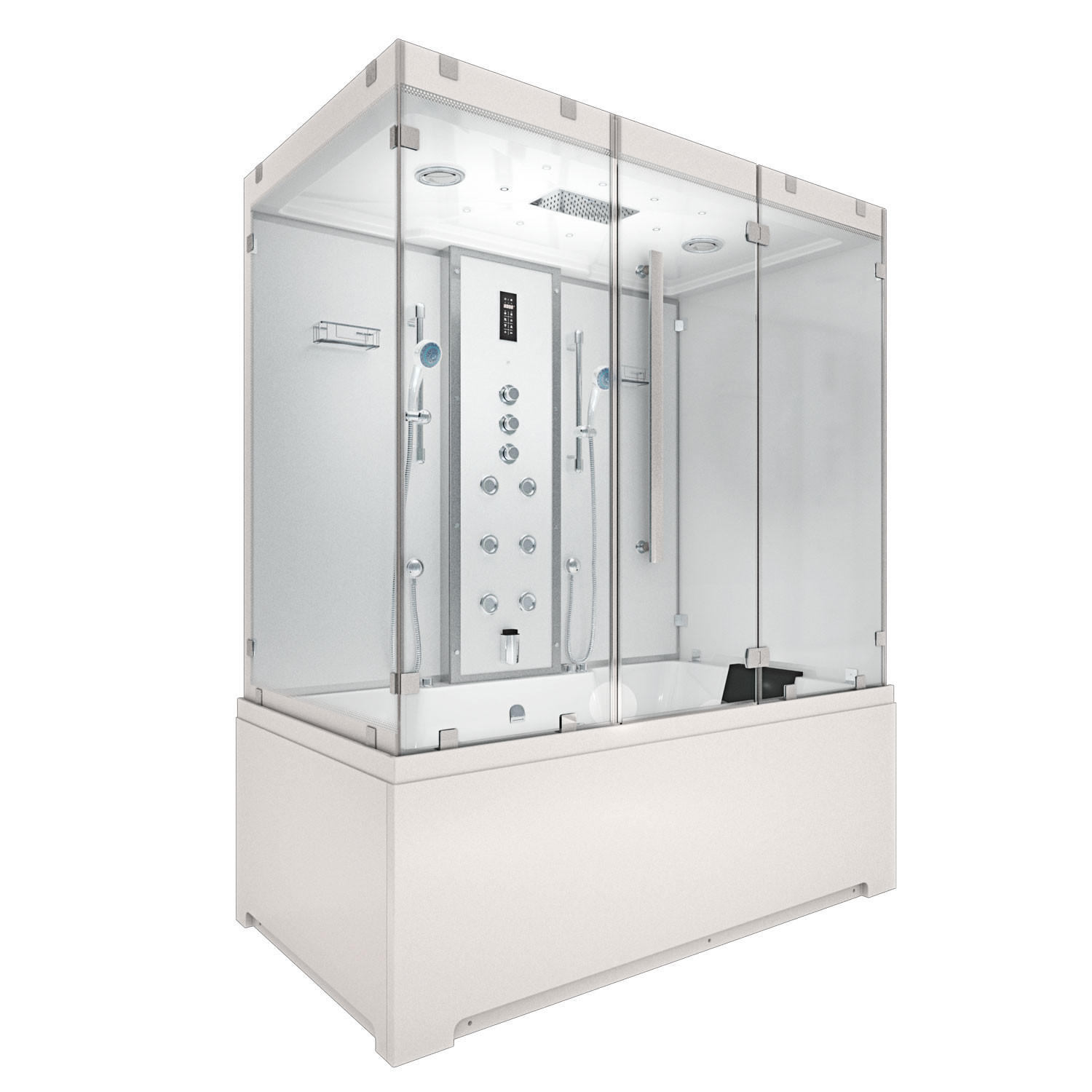 DAMPFDUSCHE Whirlpool K80-WS-TH-C-EC - Weiß, Glas/Kunststoff (180/100/228cm) - AcquaVapore by Sandra Jentho