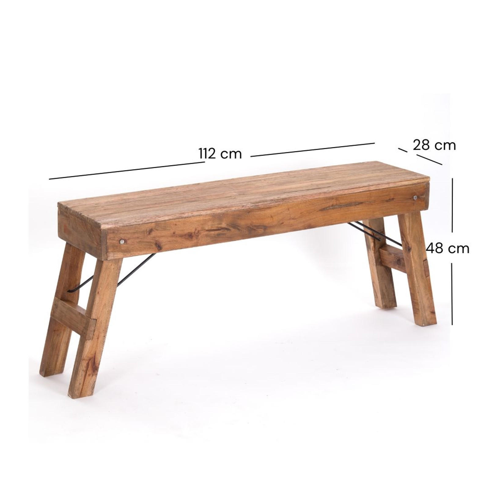 SITZBANK Aldo Recyclingholz massiv, Bein einklappbar 01 natur-vintage - Naturfarben, Holz (112/48/28cm) - DESIGN DELIGHTS