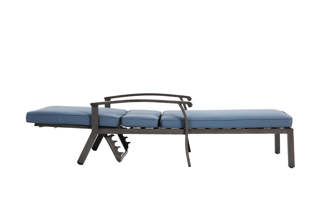 GARTENLIEGE Aluminium mit 5-fach verstellbarer Rückenlehne, Kissen 204/58/100 cm Blau - Blau, Metall (68/100/204cm) - Redom