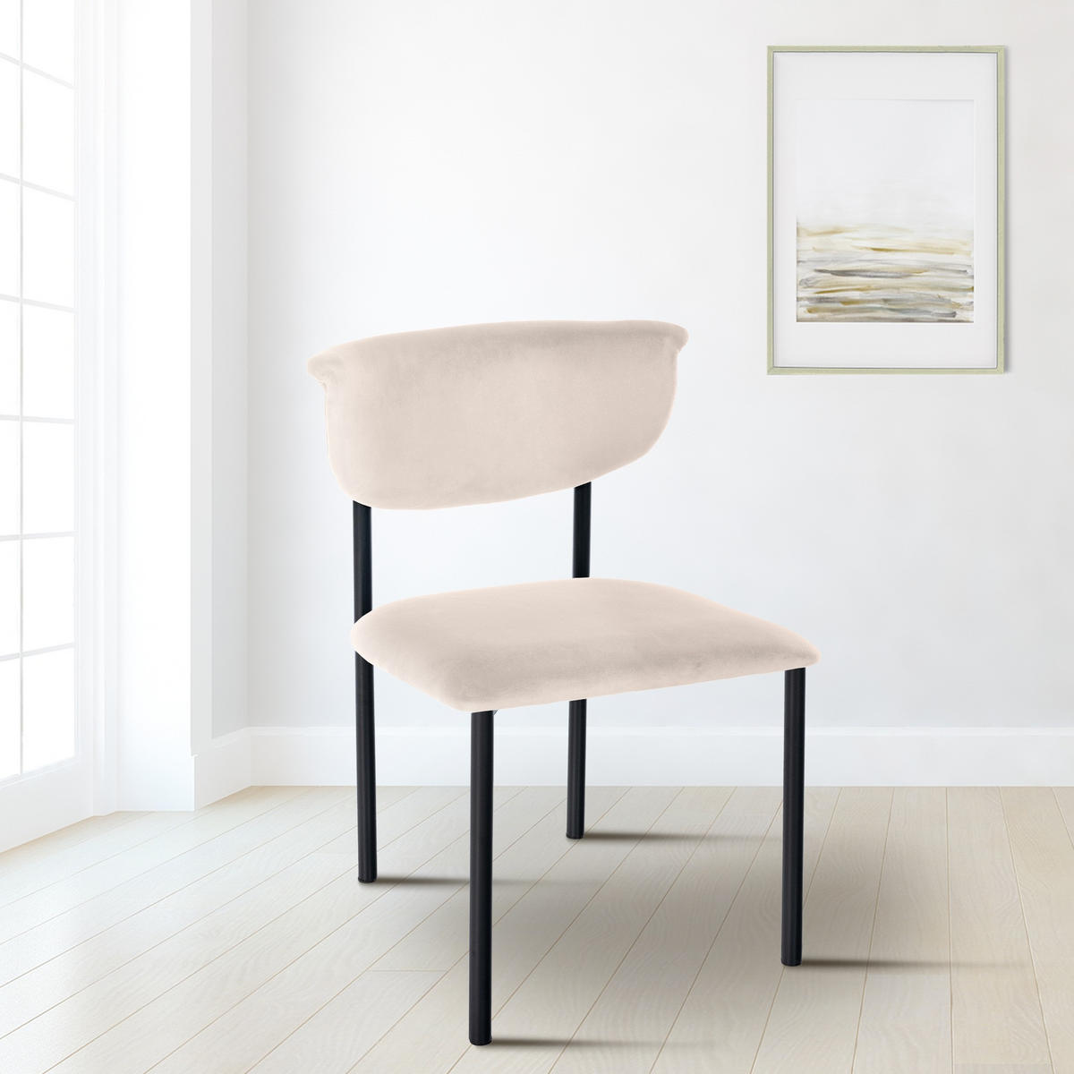 STUHL Samt Creme - Creme, Textil/Metall (52/78/53cm) - CLP
