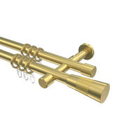 GARDINENSTANGEN-SET Prestige Tanara 180 cm, 2-läufig, 20 mm Ø Messing-Optik - Messingfarben/Goldfarben, Metall (180cm) - INTERDECO