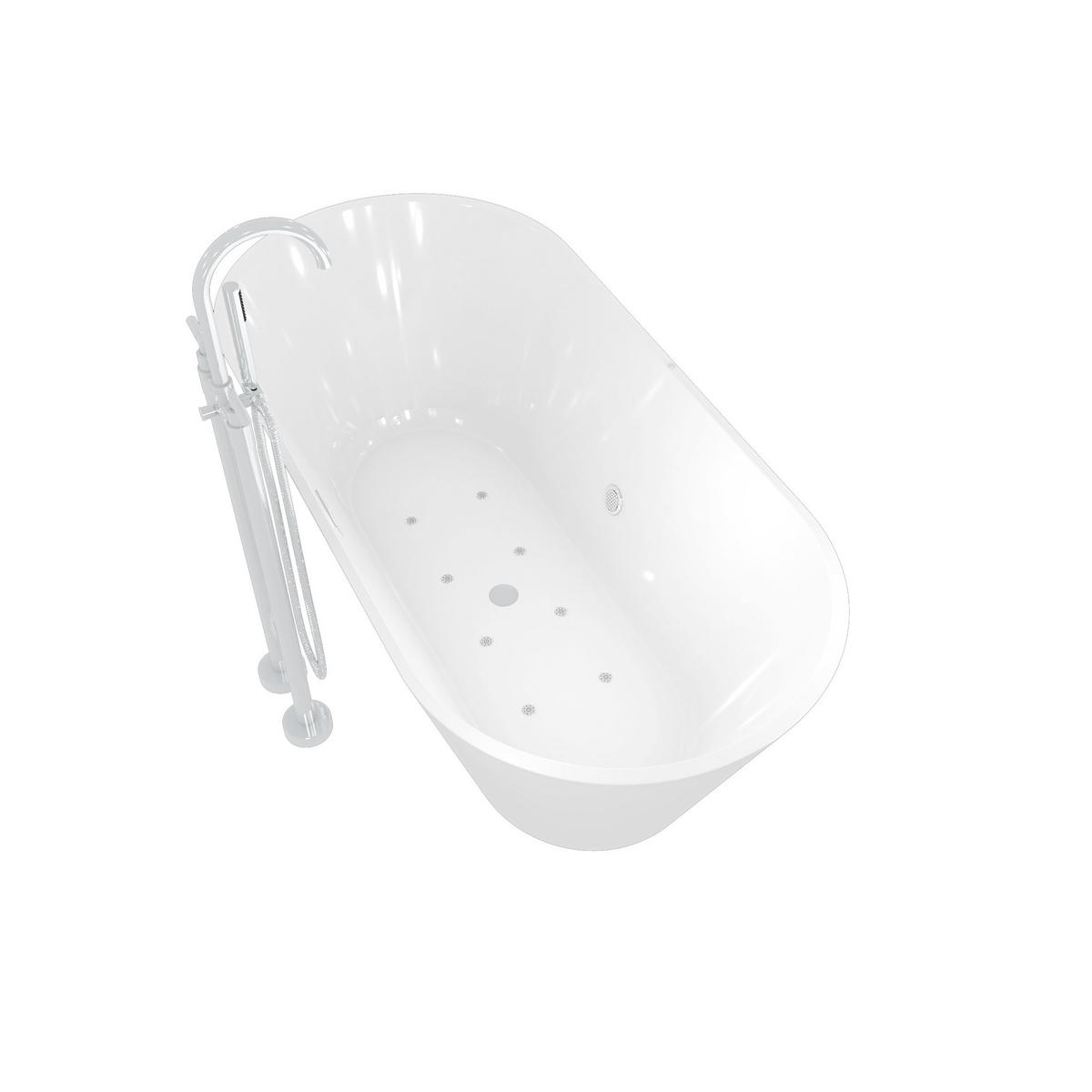 FREISTEHENDE Badewanne Wanne F11 170x80cm Luftmassage Armatur AF03 - Weiß, Glas/Kunststoff (80/58/170cm) - AcquaVapore by Sandra Jentho