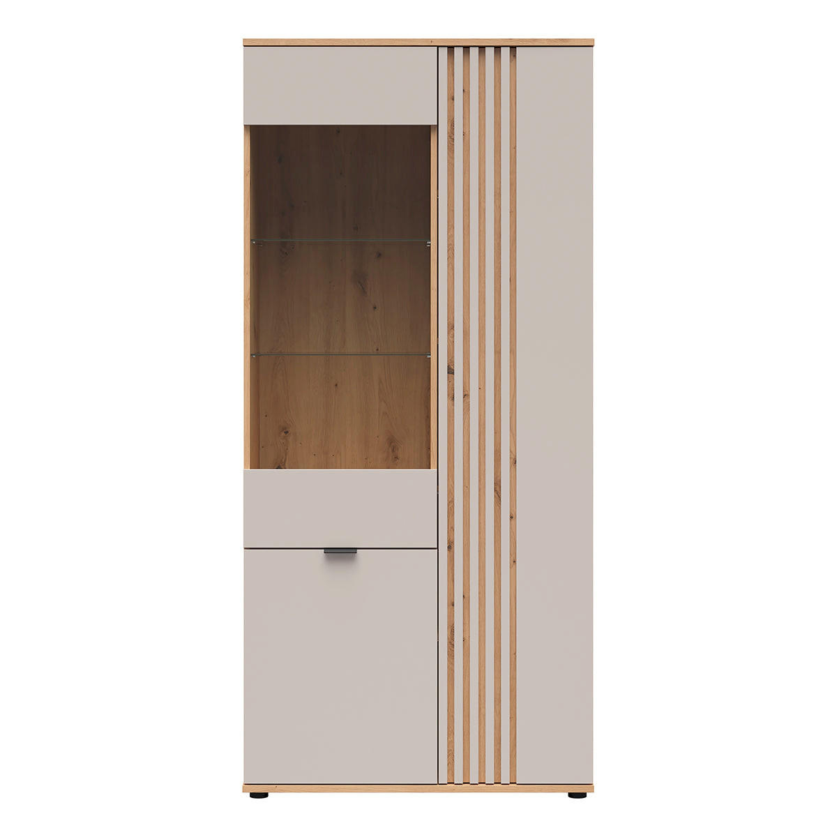 GESCHIRRSCHRANK Ezra Kaschmir - Beige, Holzwerkstoff (90.5/195.5/40cm) - Petits-meubles