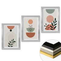 WANDBILDER 3er Set - 20x30 cm Silberner Rahmen - Moderne Pflanzenmotive - Silberfarben, Kunststoff (20/30cm) - ArtPrintCave