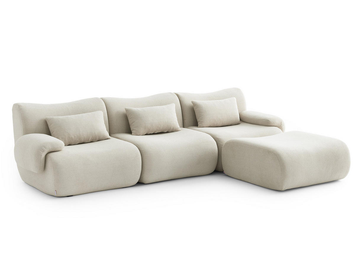 ECKSOFA Bouclé-Stoff Cremebeige - Beige, Textil (281/190cm) - MILYsofa
