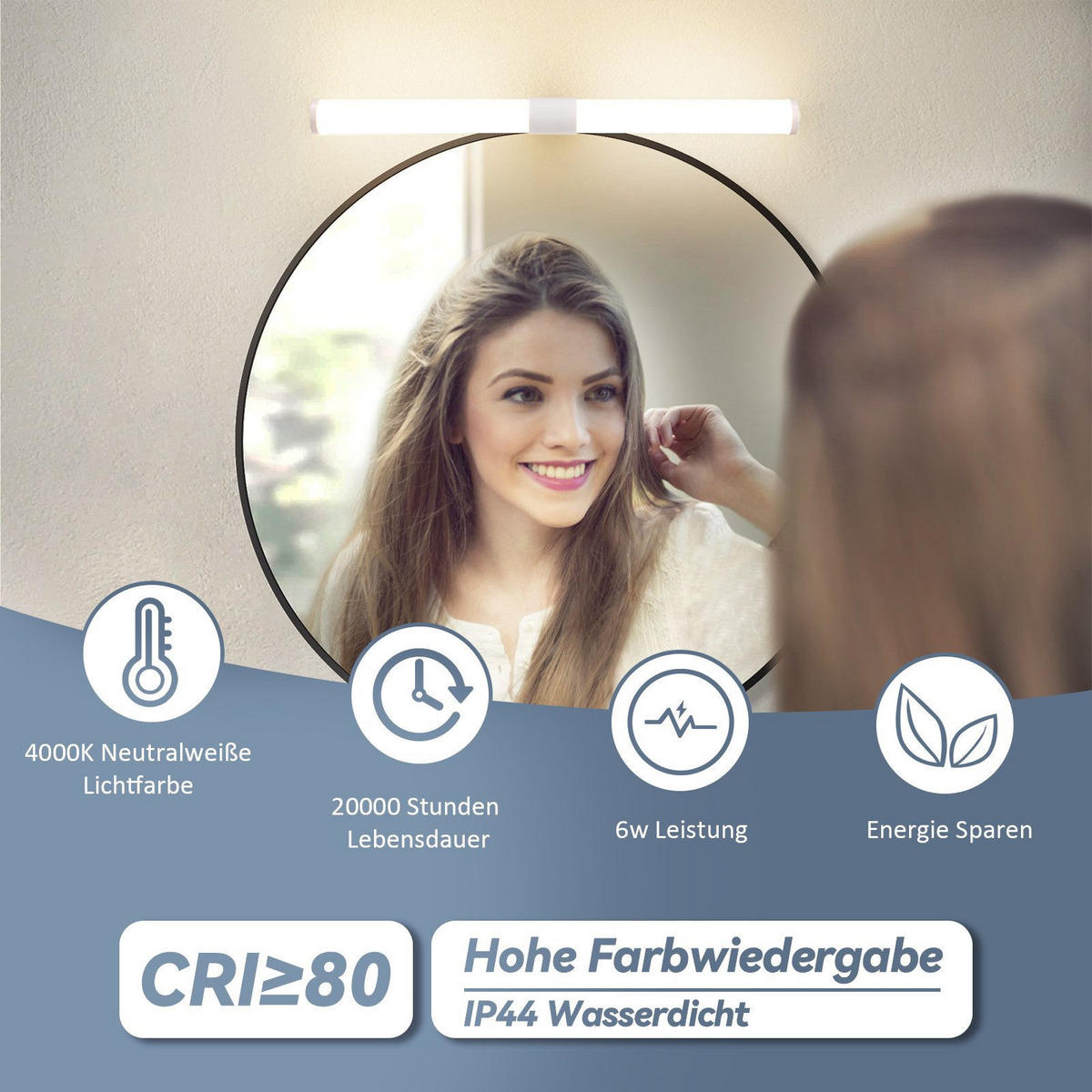 SPIEGELLEUCHTE ALBERT II 40/5.2/3.2CM - Weiß, Kunststoff (40/5.2/3.2cm) - Nettlife