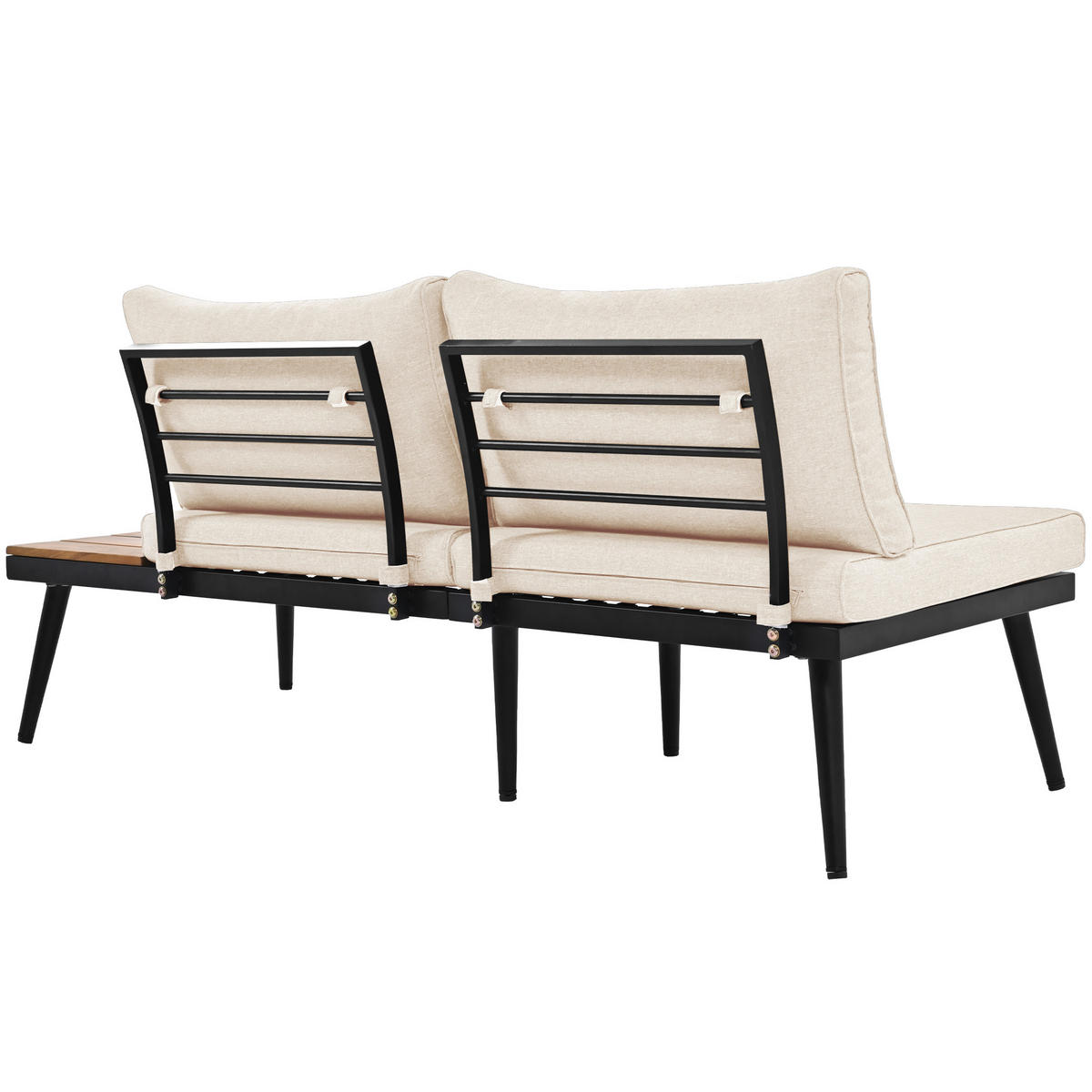 GARTENMÖBEL-SET 160/64/75 cm beige aus Eisen mit 2 Sofas 2 Sesseln und 2 Tischen - Beige, Metall - OKWISH