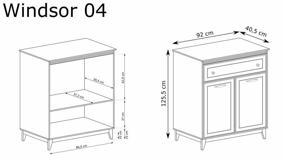 KOMMODE WINDSOR W-4 - Kaschmir, Holzwerkstoff (92/126/41cm) - Meblini