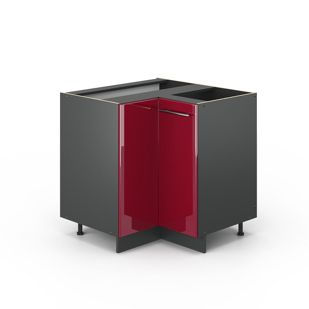ECKUNTERSCHRANK Fame-Line Bordeaux Hochglanz 80.5 cm ohne AP - Bordeaux/Anthrazit, Holzwerkstoff (80.5/82/51.6cm) - Vicco