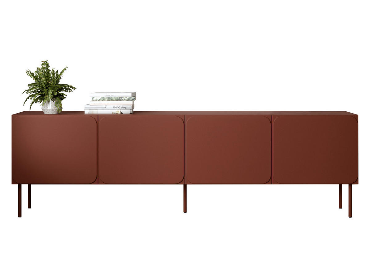 TV-LOWBOARD Rafael 200 4D - Rot, Holzwerkstoff/Metall (200/61/40cm) - MIRJAN24