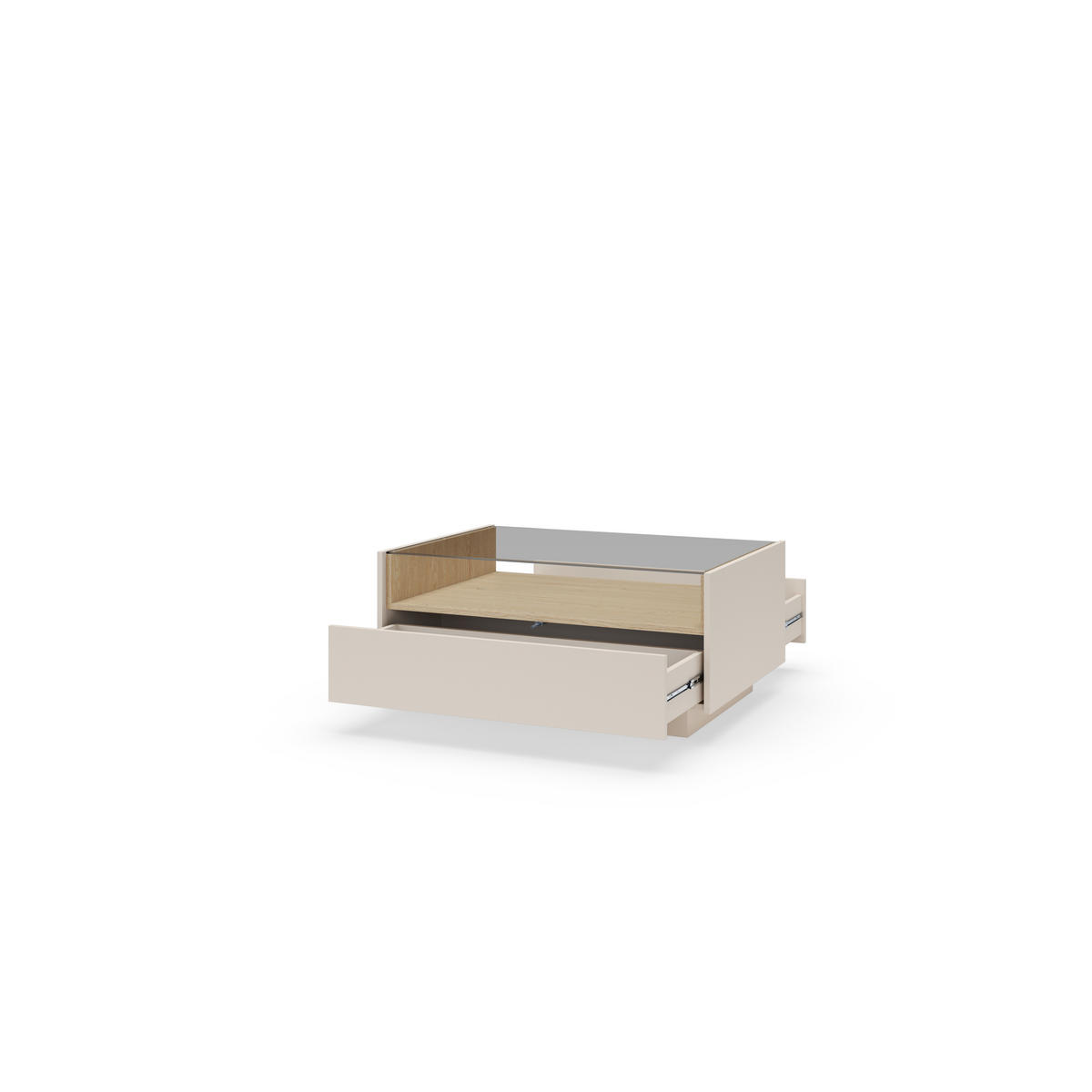 COUCHTISCH: beige + cremona Eiche, 96 x 43,4 x 67,2 cm - Beige, Holzwerkstoff (67.2/96/43.4cm) - 3XE LIVING