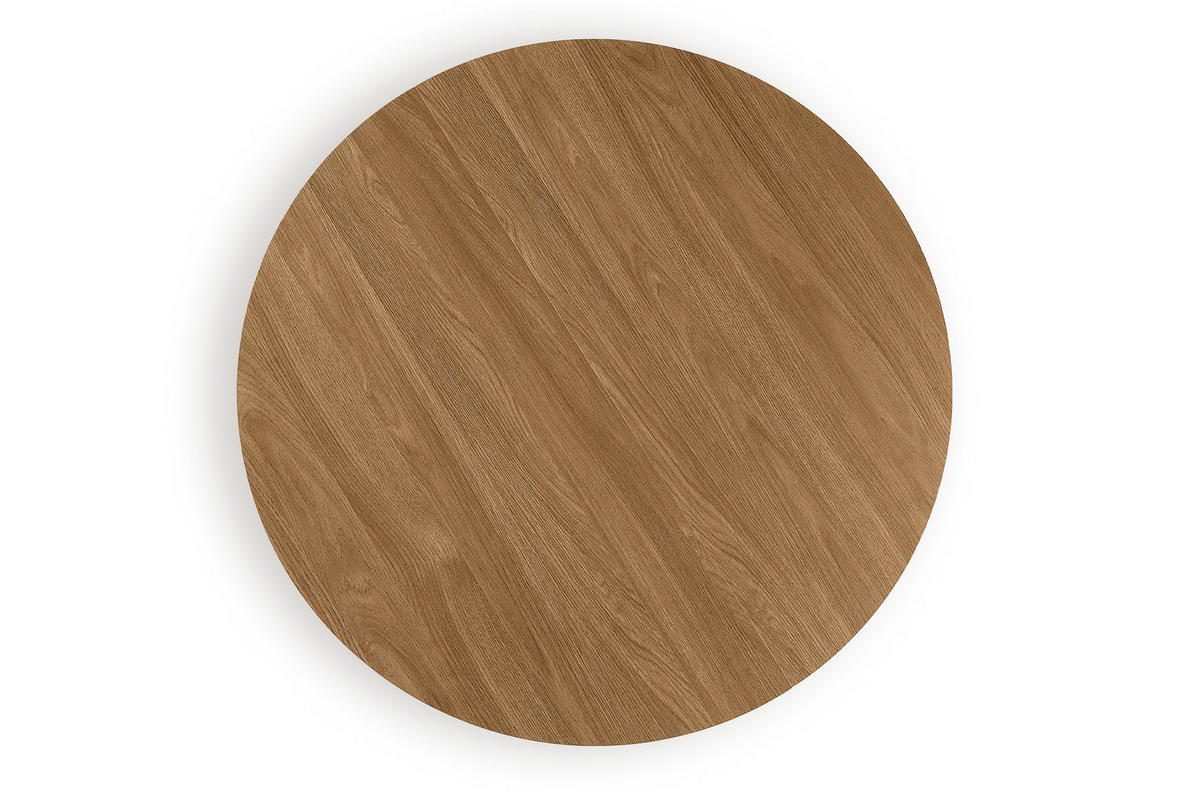 ESSTISCH INDAGA Ausziehbar 100-180cm Rund, Goldene eiche/schwarz - Eichefarben/Schwarz, Holz (100/180/75cm) - KONSIMO®