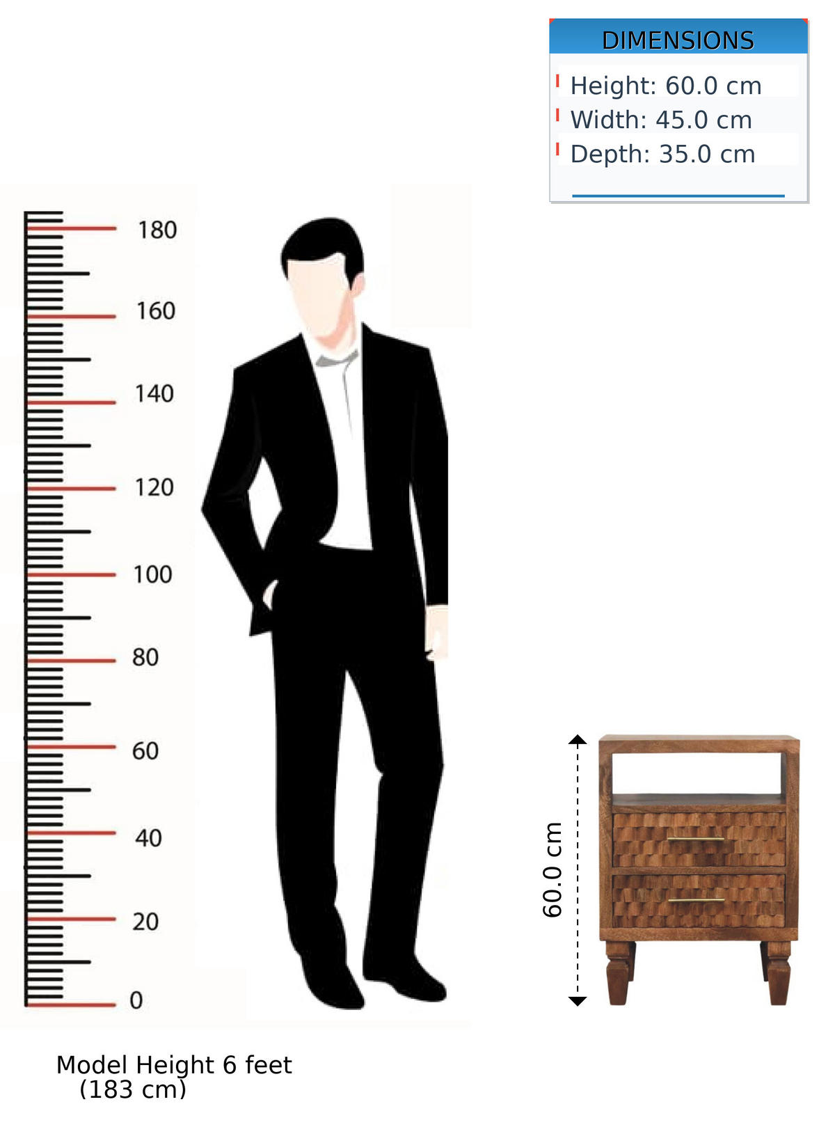 NACHTKASTEN Arno in Goldenem Teak, 2 Schubladen und Offenes Regal, Hellbraun - Messingfarben/Braun, Holz/Metall (45/60/35cm) - Artisan Furniture