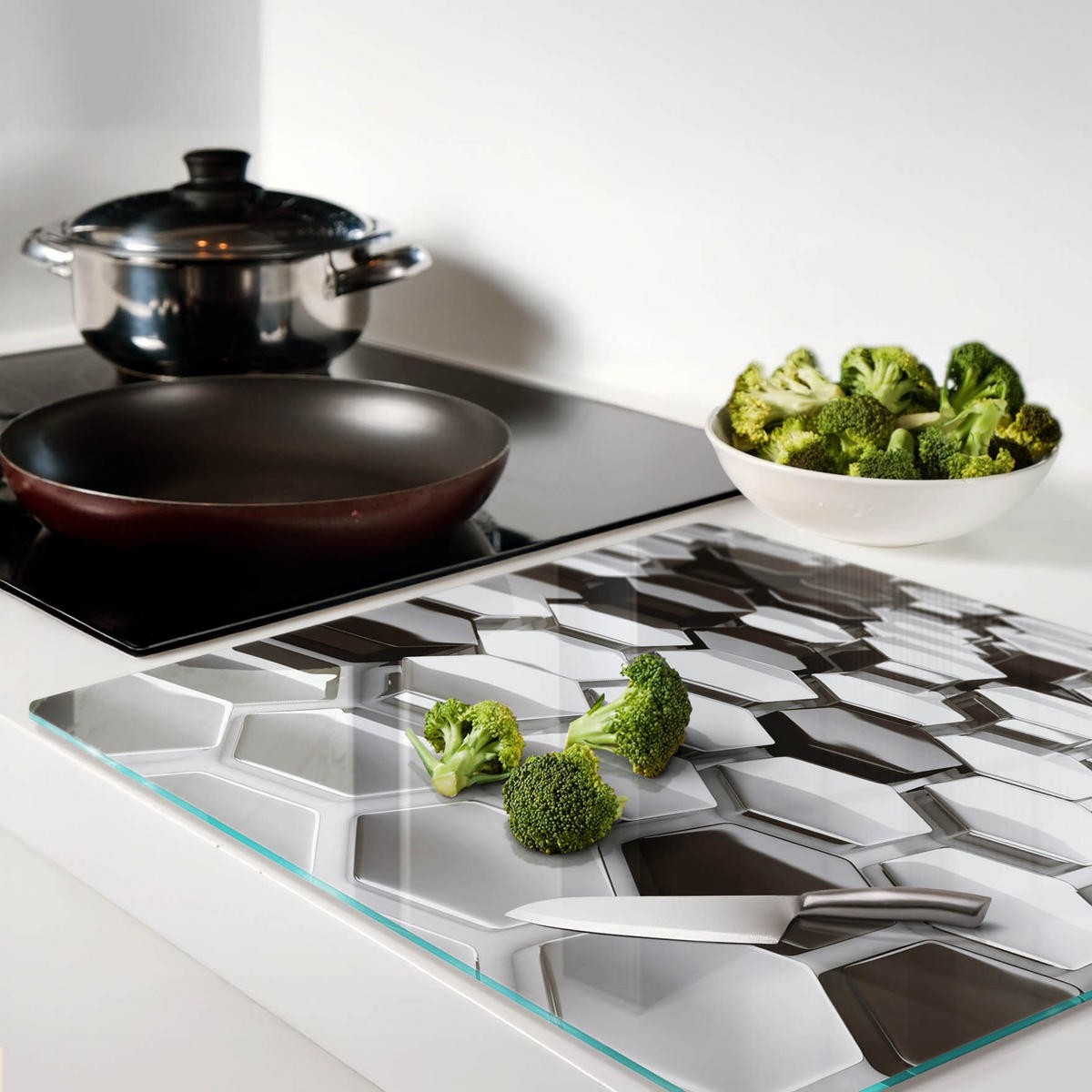 GLASPLATTE 60x52 cm 3D - Silberfarben, Glas (60/0.4/52cm) - TULUP