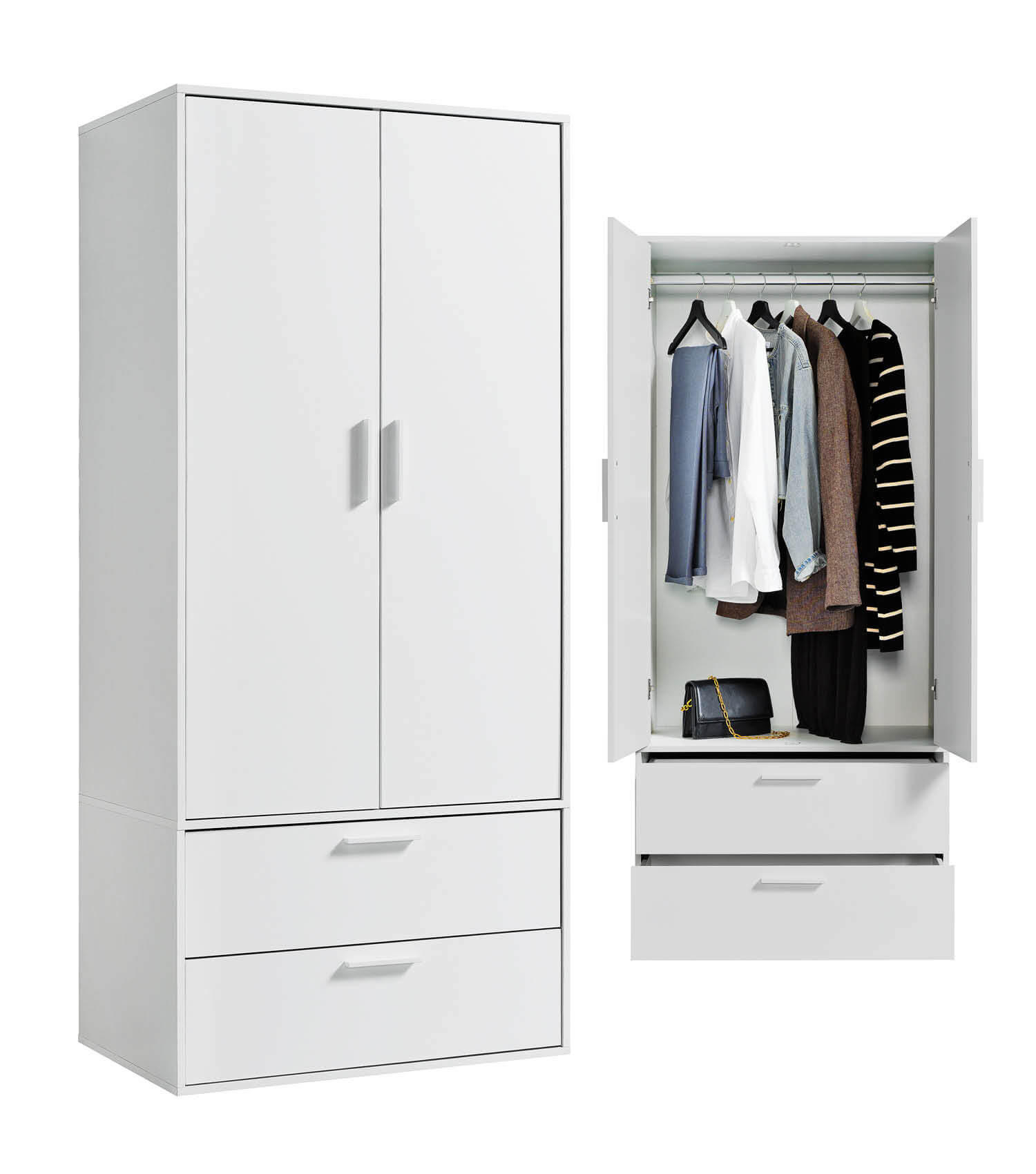 KLEIDERSCHRANK Der Kleiderheld - Weiß, Holzwerkstoff (80/180/51cm) - Mokebo